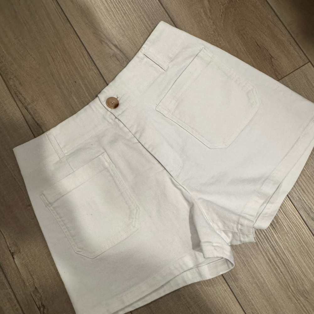 Maeve Anthropologie White High-Rise Denim Shorts